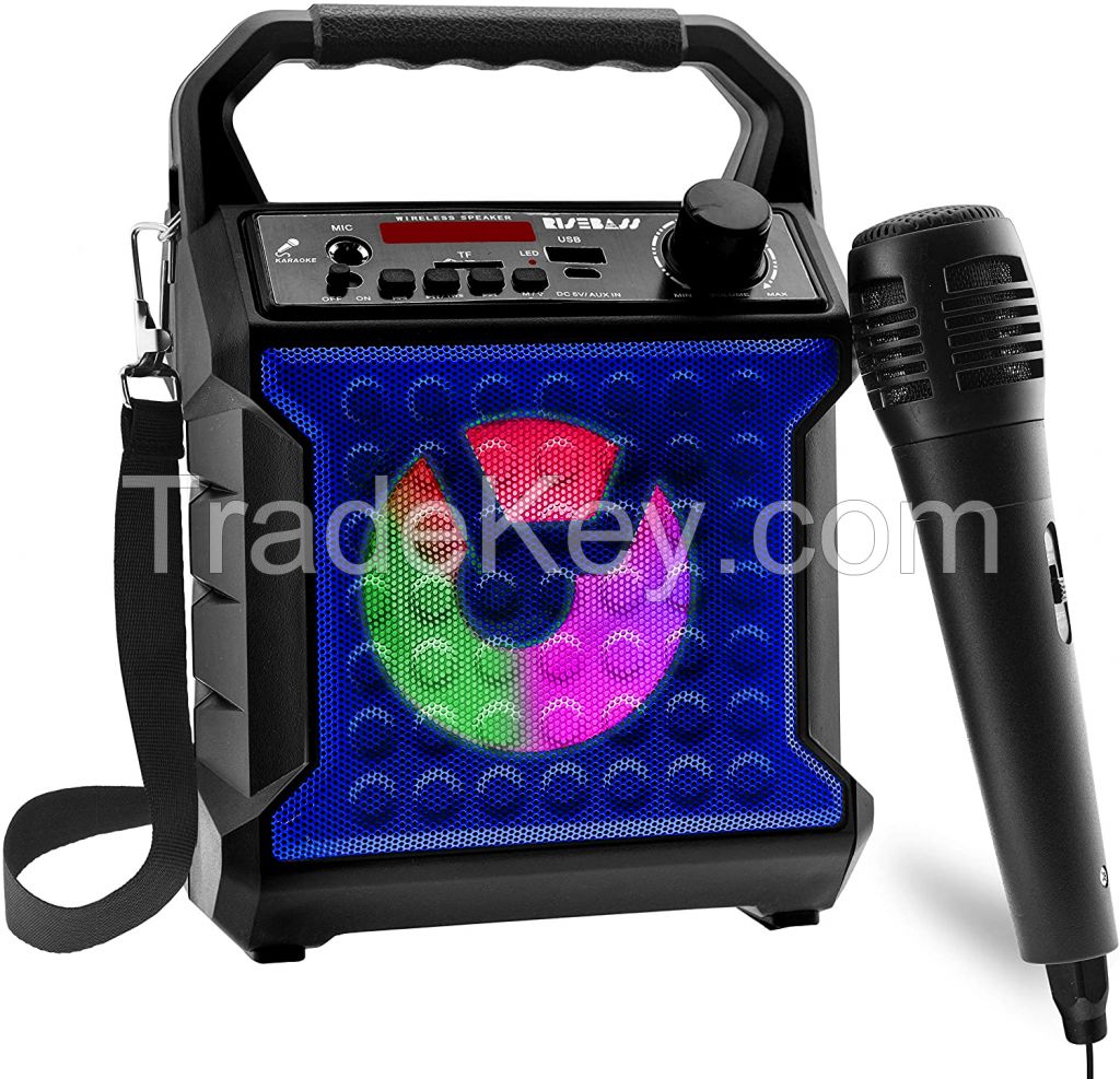 Risebass Portable Karaoke Machine with Microphone - Karaoke System with Party Lights for Kids and Adults