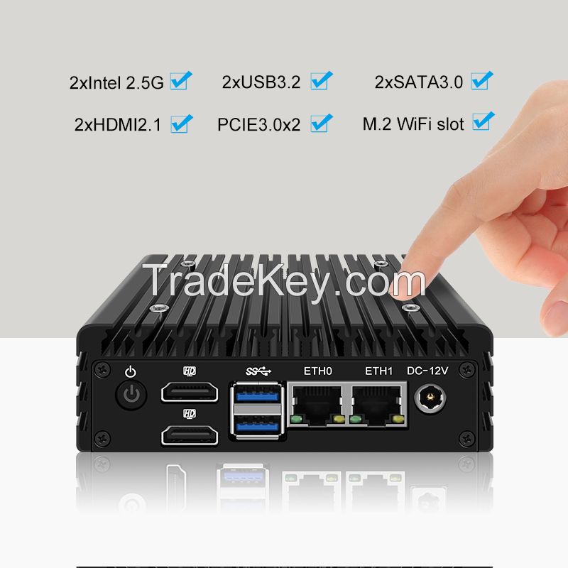 X86 P5 12th Gen Mini Router Intel i3 N305 N200 N100 N97 DDR5 Firewall PC 2xi226-V 2.5G LAN Fanless Mini PC Proxmox Server