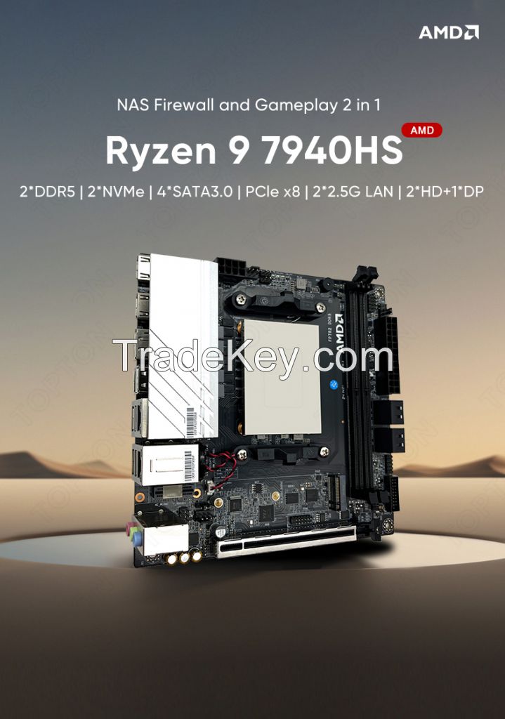 N17 NAS Firewall Motherboard AMD Ryzen 9 7940HS 7 7840HS 2xNVMe 4xSATA3.0 PCIEx8 2xDDR5 2x2.5G LAN Gaming ITX Mainboard