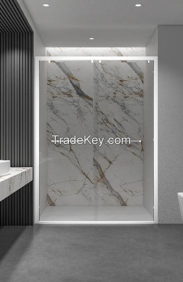 New Product Matte Black Framed Tempered Glass Shower Door Single sliding Rectangle Shower Room