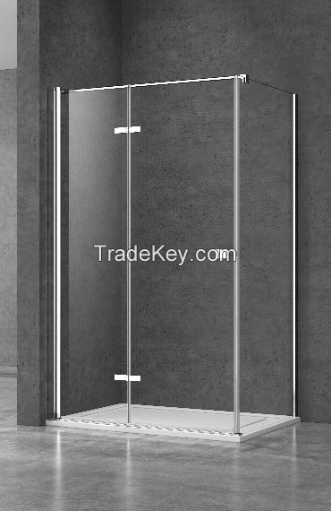 Factory Direct Aluminum Matte Black Shower Room Double Door Opening Sliding Framed Tempered Glass Shower Door