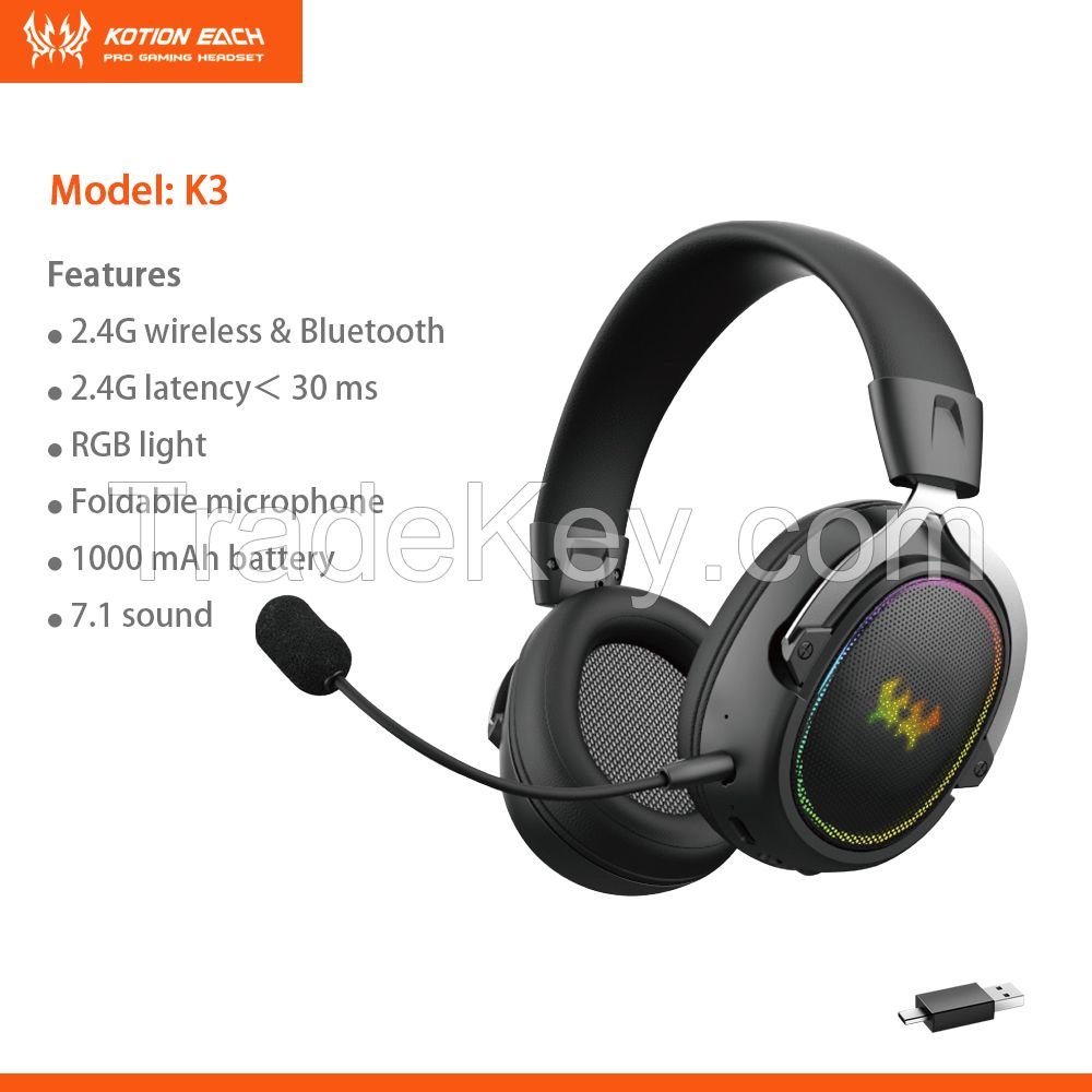 2.4G wireless &amp; bluetooth gaming headset K3