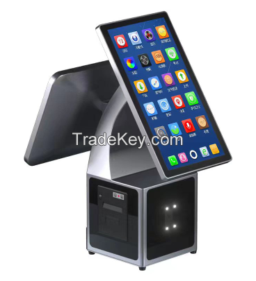 Touch pos machine  with 58MM printer and with two scanner