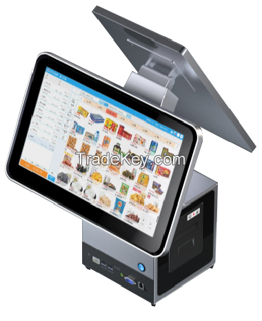 Touch pos machine  with 58MM printer and with two scanner