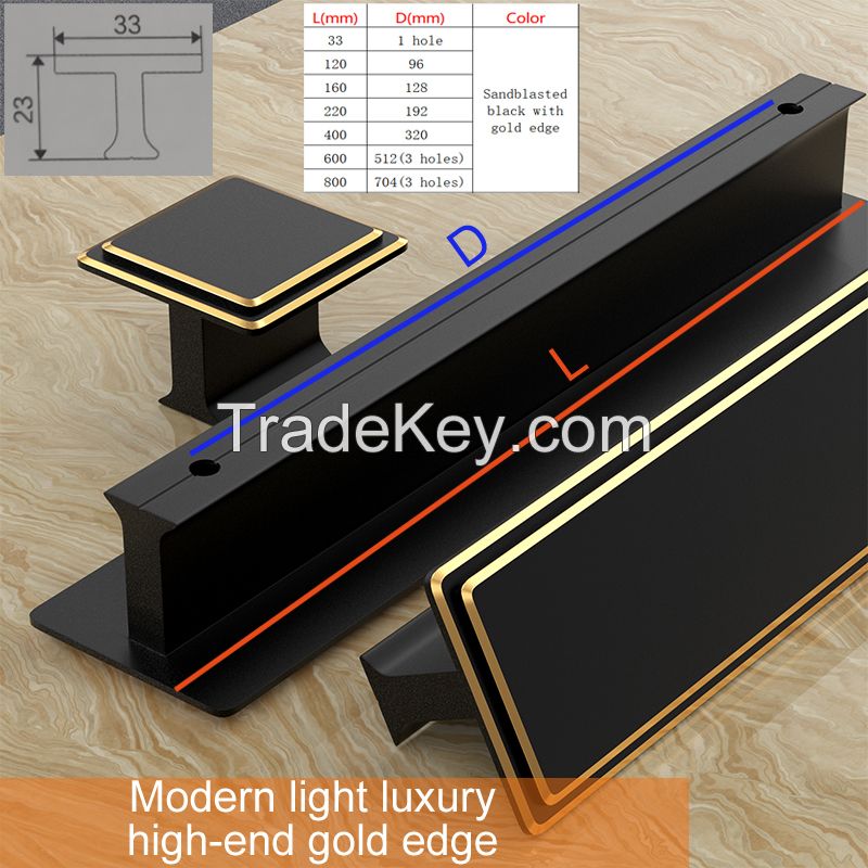 cabinet handle door handle wardrobe handle SQUARE GOLD-RIMMED aluminum alloy handless handle. Product Model Z-821.