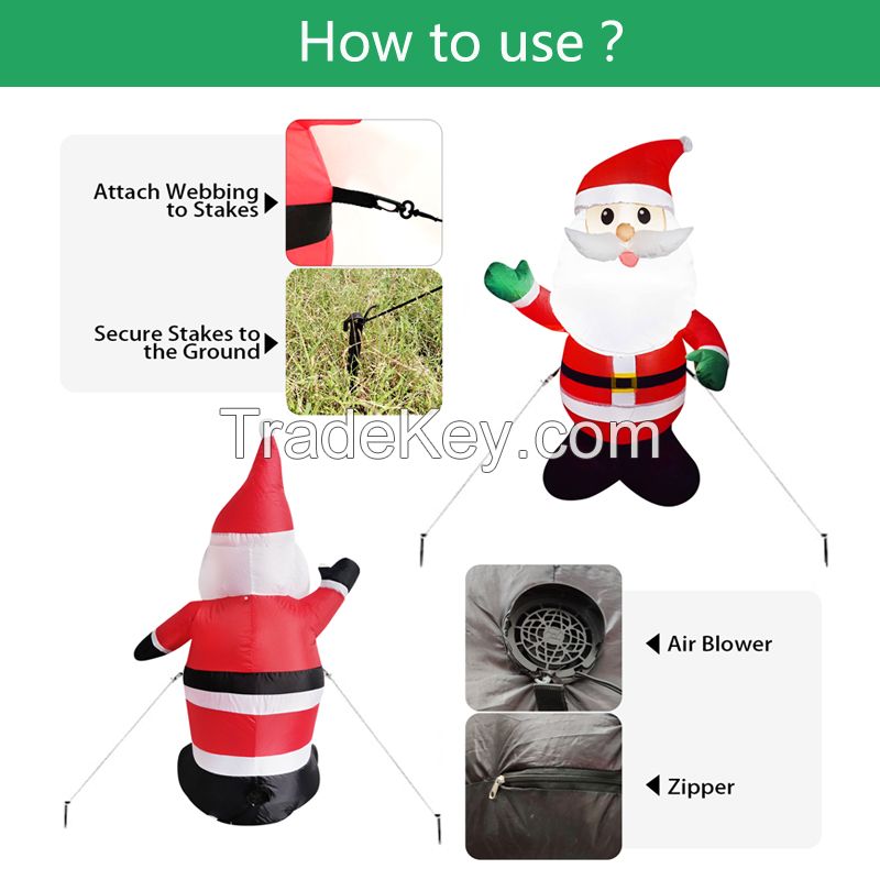 4FT Christmas Inflatables Santa Waving hand, Christmas Inflatables Outdoor Decorations, Built-in LED Lights Holiday Blow Up Yard Decoration Clearance for Yard, Holiday, Parties