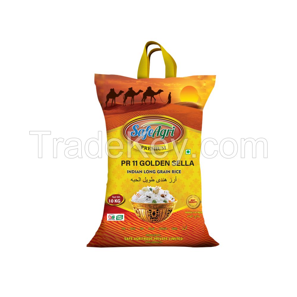 Safeagri Brand Extra Long Grain parboiled Rice (PR-11) - 10kg Golden Sella