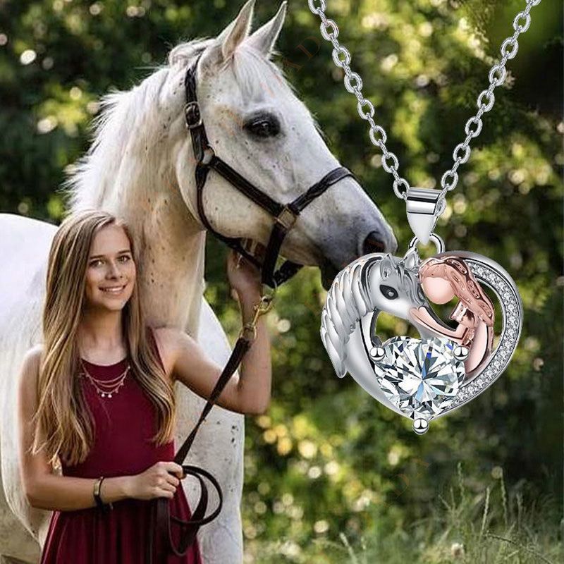 DaDa Art Design Pendant Fashion Valentine's Day Gift Necklace Girls and Horse Necklace