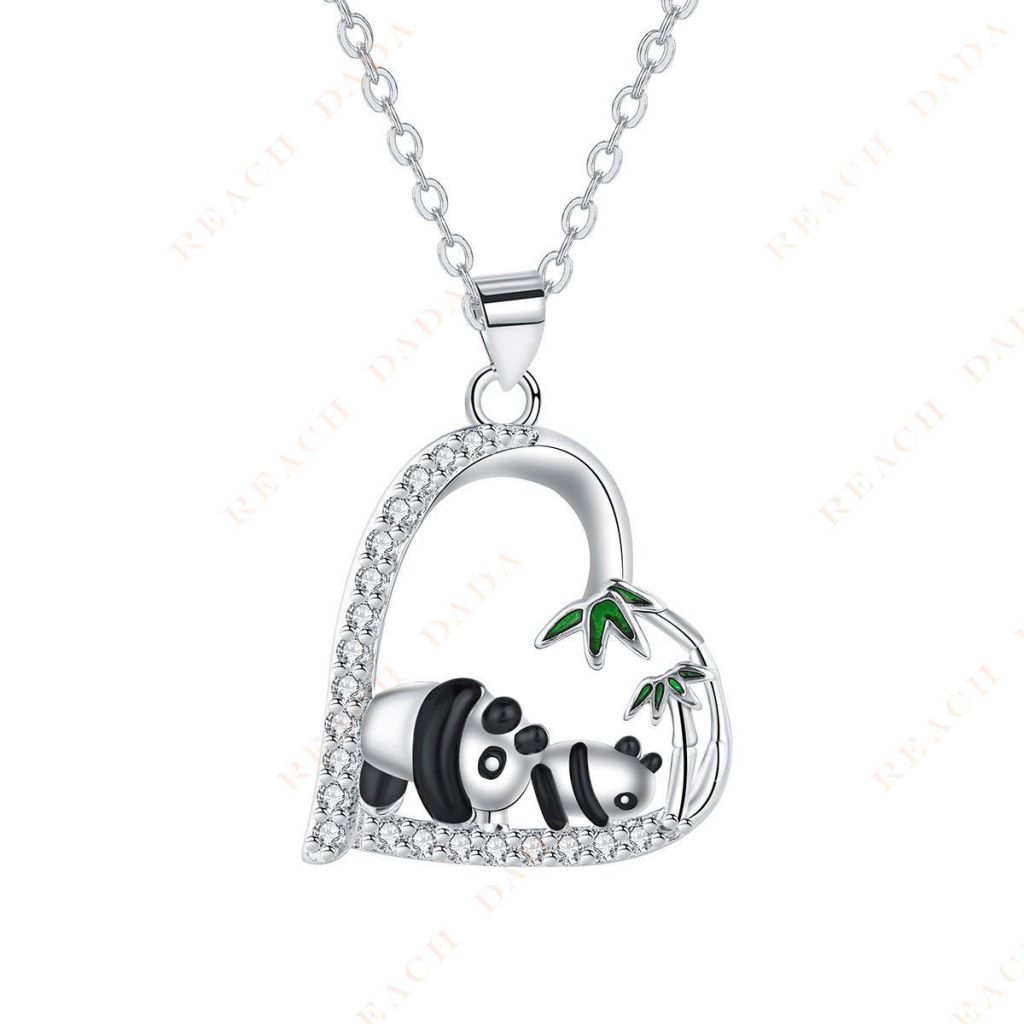 DaDa Chinese Elements Fashion Personality Love Panda Necklace Zircon Shine Clavicle Chain