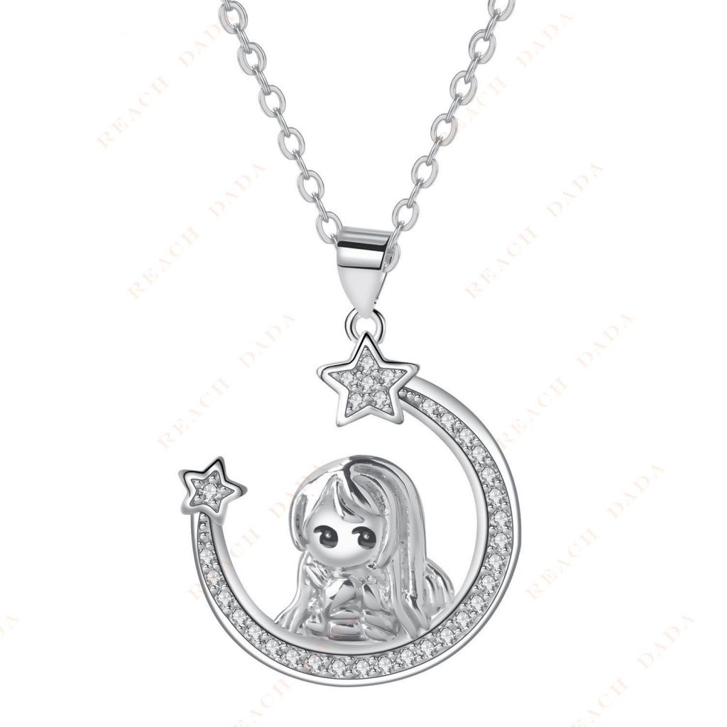 DaDa Wholesale Necklace Fashion Necklace OEM/ODM Customized Products Pendant Zircon Girls Crescent Moon Charm Necklace