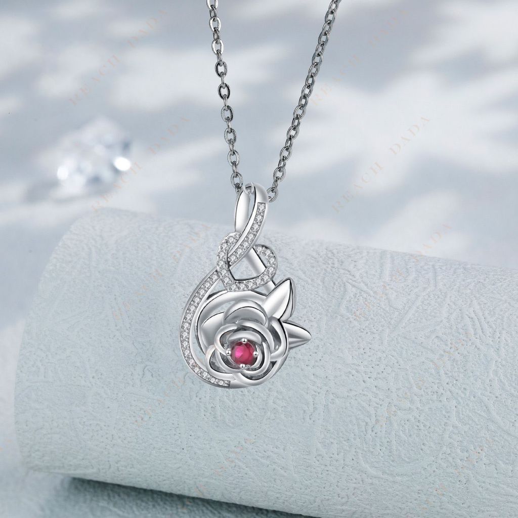 DaDa Vintage Rose Pendant I Love You Women's Heart Pendant Necklace Crystal Red Diamond Necklace Most Popular Jewelry Products