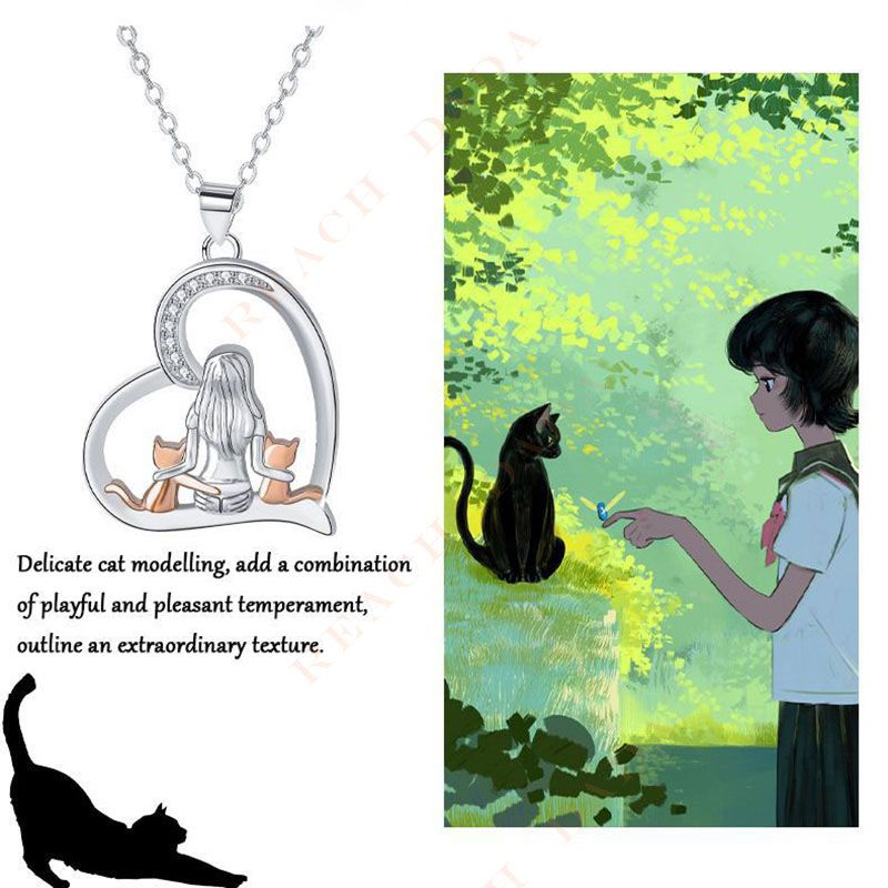 DaDa Popular New Lady Necklace Fashion Personality Love Girl with Cat Pet Necklace