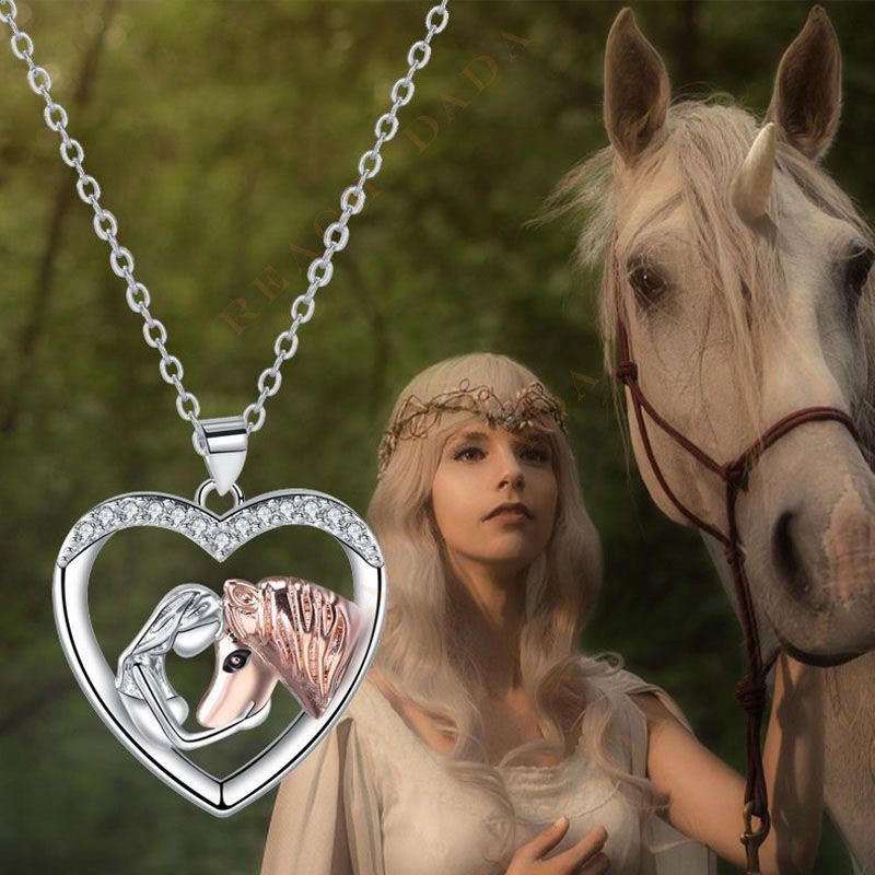 DaDa Hot Selling Necklace Girl & Horse Love Necklace Clavicle Chain Exquisite Jewelry