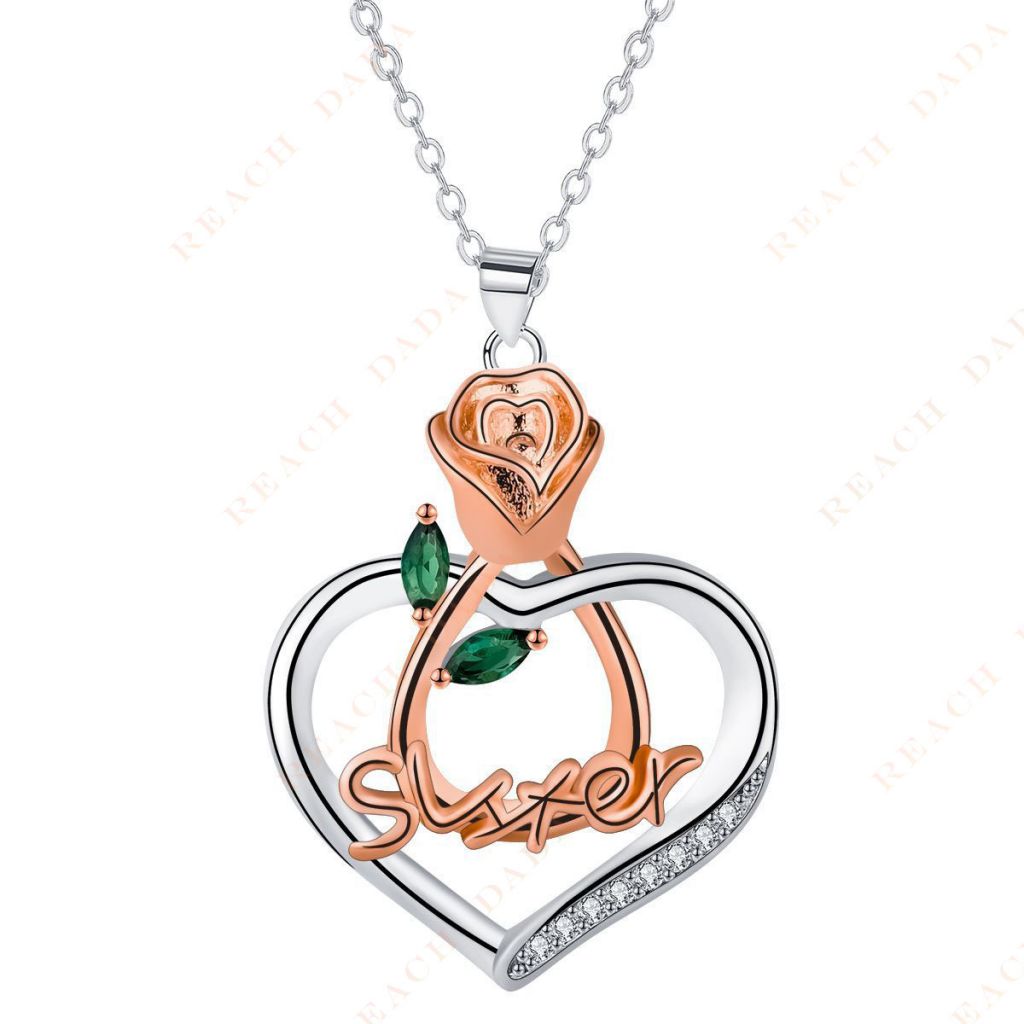 DaDa New love rose necklace clavicle chain  rose pendant gift for mom gift for lover