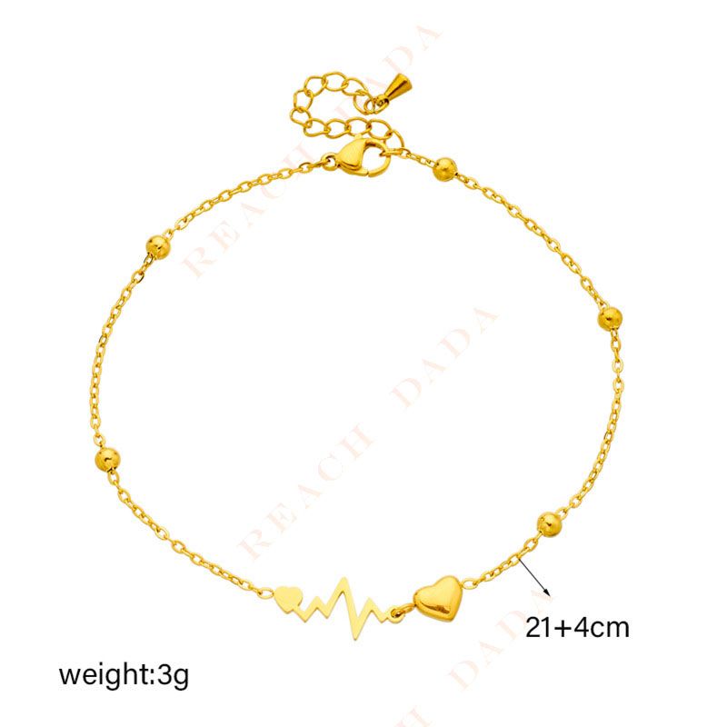 DaDa Fashionable and simple design versatile personalized metal titanium steel ECG, love chain accessory anklet