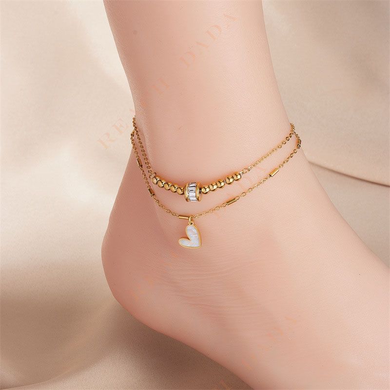 DaDa Fashionable creative individual simple high-end versatile multi-layered wearing love pendant accessories chain anklets