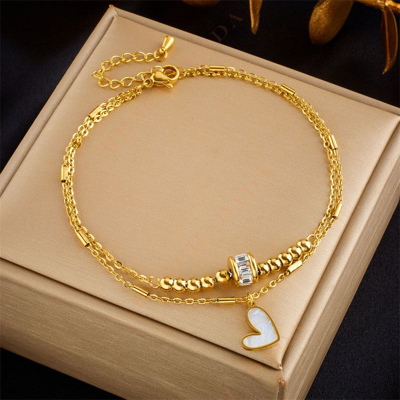 DaDa Fashionable creative individual simple high-end versatile multi-layered wearing love pendant accessories chain anklets