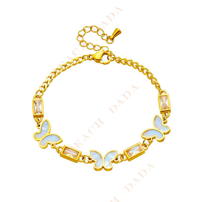 DaDa Fashion niche design white butterfly diamond block chain titanium steel jewelry versatile temperament personality bracelet