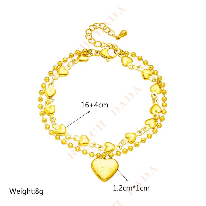 DaDa Korean version of simple fashion commuting double stacking creative personality love beads titanium steel jewelry bracelet