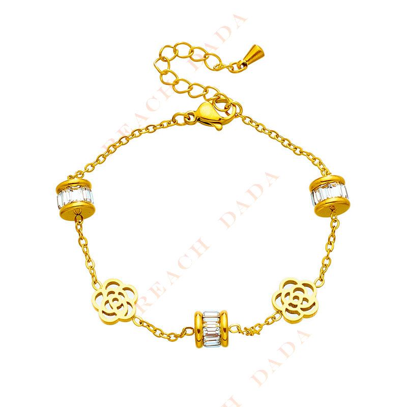 DaDa Korean version of simple niche fashion personality design chain titanium steel hollow flower small waist accessories jewelry bracelet