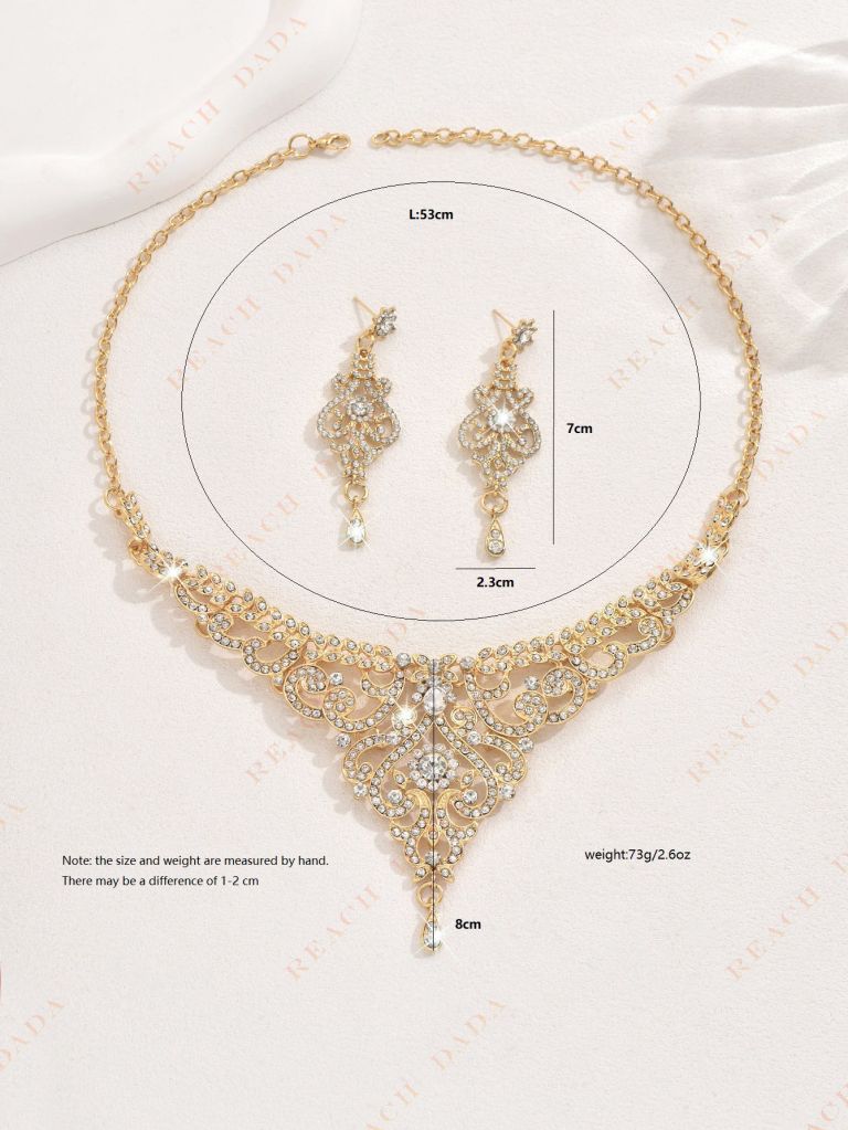 DaDa Fashion exaggerated rhinestone necklace earrings set bridal dress banquet women's jewelry