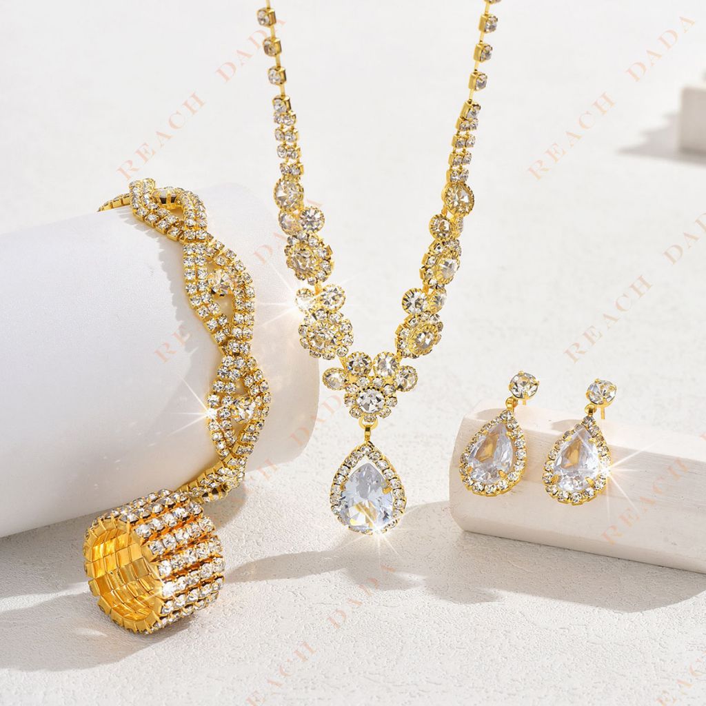 DaDa Popular bridal wedding jewelry, necklaces, studs, bracelets, rings, brilliant rhinestones, zircon, angels teardrop necklaces