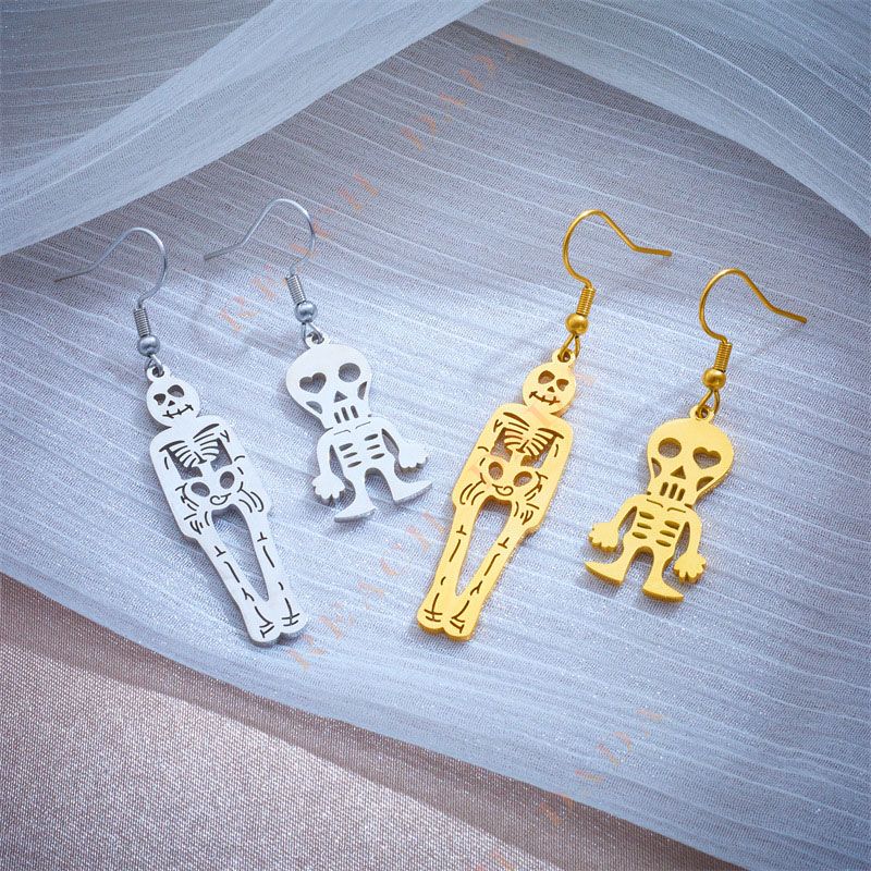 DaDa Fashion Creative Personality Asymmetrical Zombie Stainless Steel Pendant Jewelry Earrings