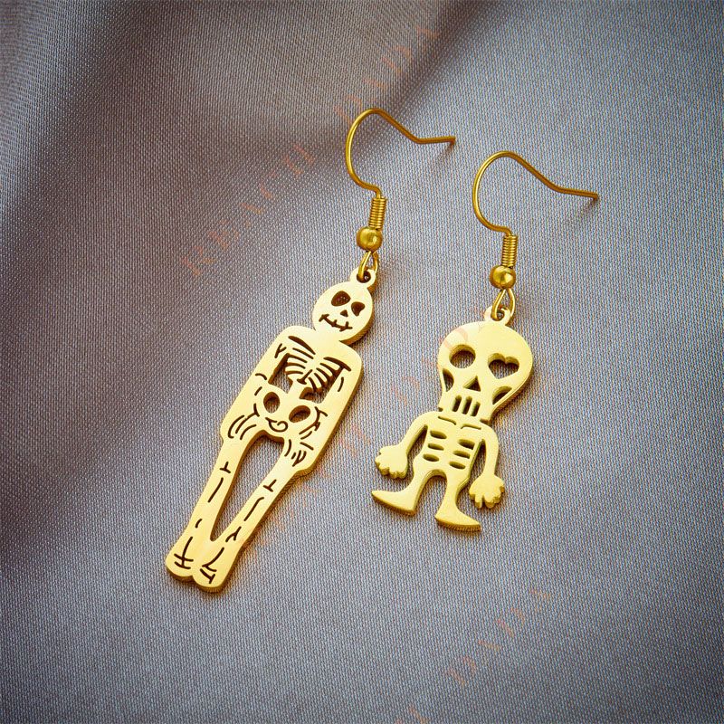 DaDa Fashion Creative Personality Asymmetrical Zombie Stainless Steel Pendant Jewelry Earrings