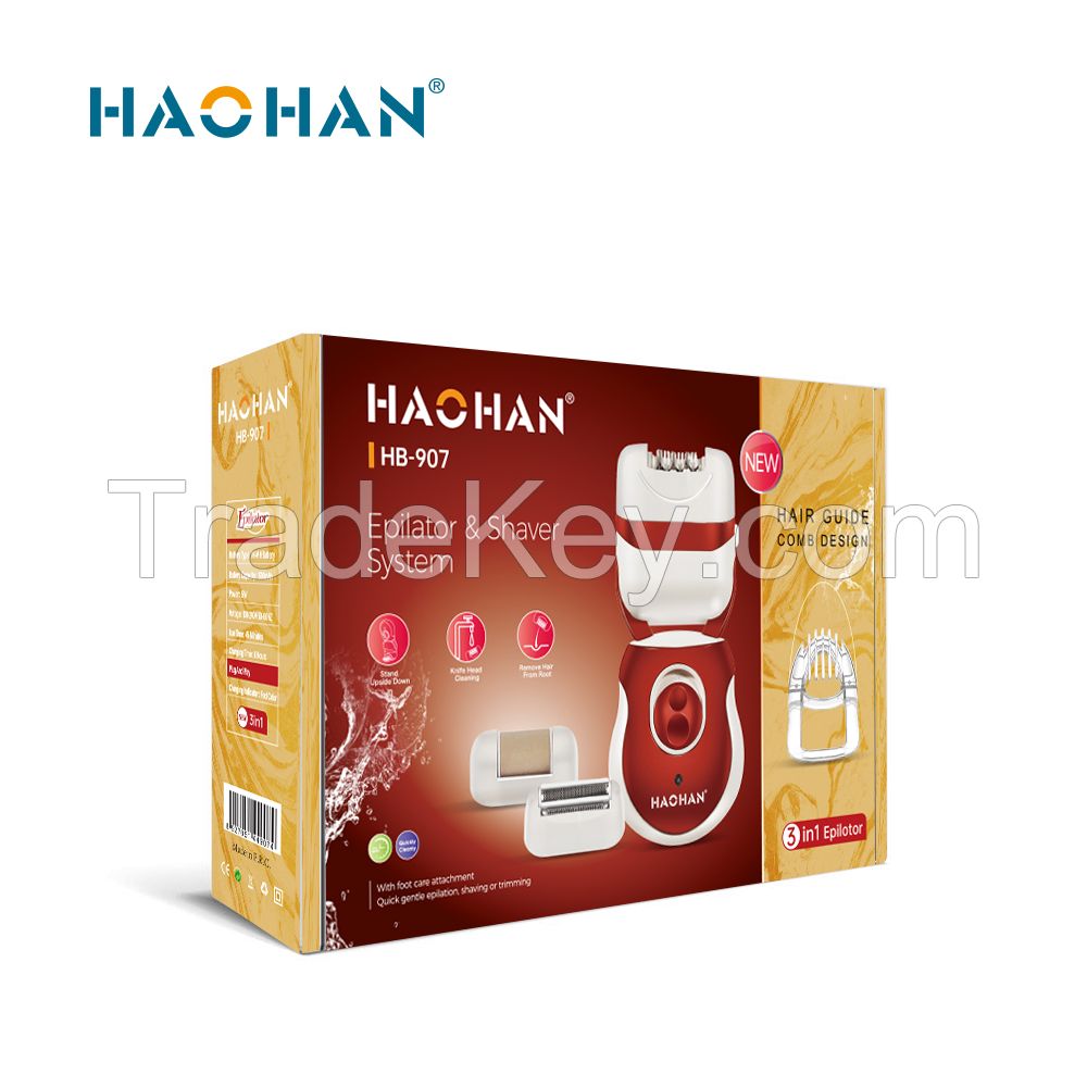 Haohan HB-907 3 in 1 USB/Adaptor Lady Epilator Red