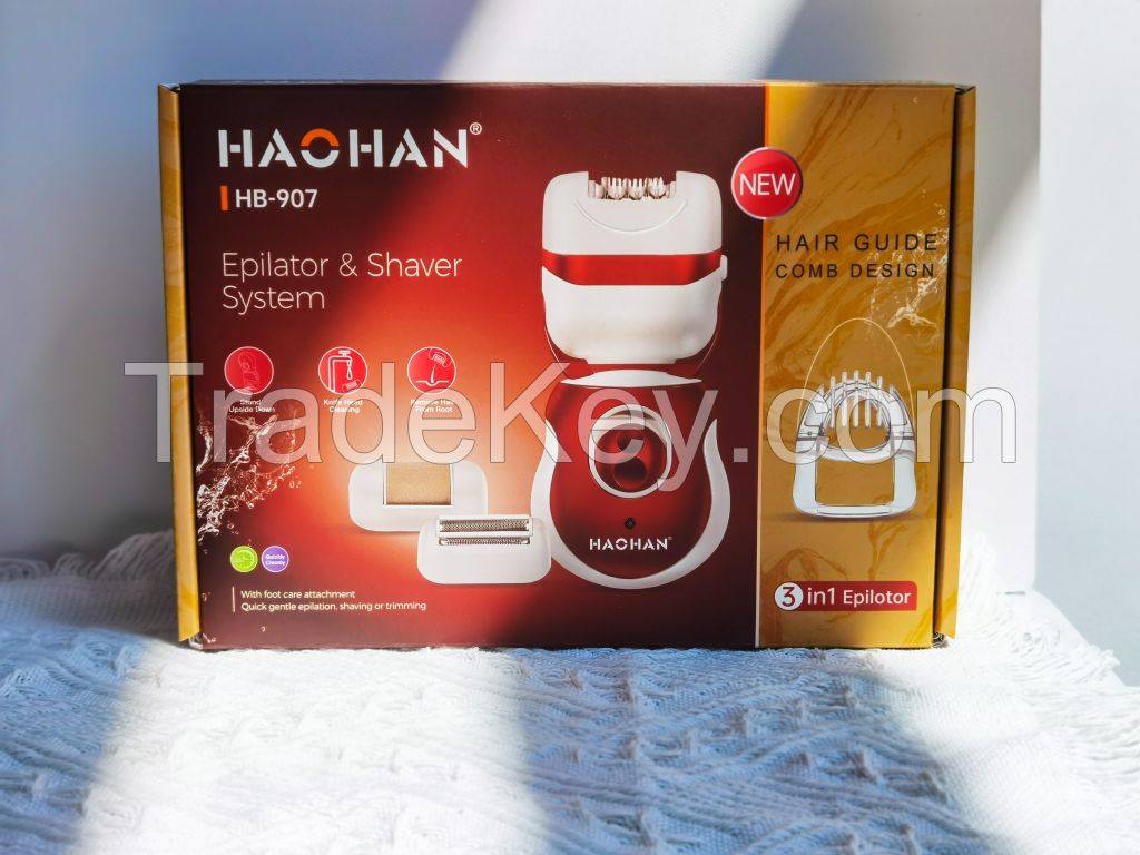 Haohan HB-907 3 in 1 USB/Adaptor Lady Epilator Red