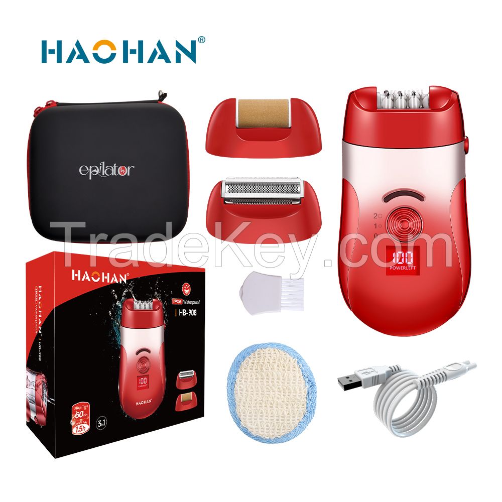 Haohan HB-908 3 in 1 USB Waterproof Digital Display Lady Epilator