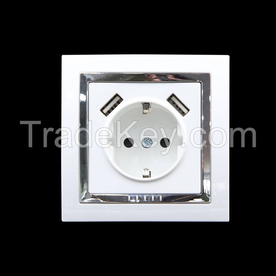 Design for International Standard Stylish Electrical Wall Safe Plug Socket Switch for Home