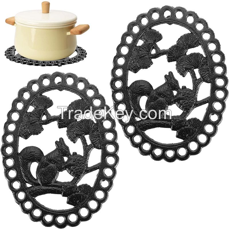 Black Cast Iron Round Cook Placemats Decorative Place mats for Pots and Pans Heat Resistant Paint Cook Placemats