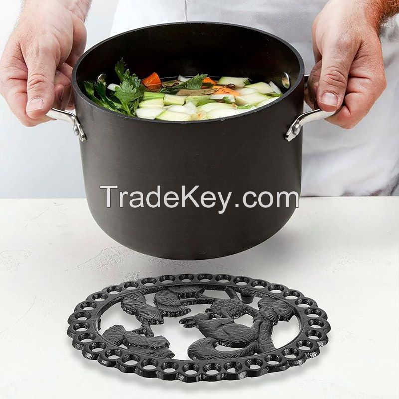 Black Cast Iron Round Cook Placemats Decorative Place mats for Pots and Pans Heat Resistant Paint Cook Placemats