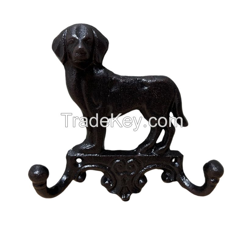 Garden Wall Hook Dog Cat Cast Iron Hooks with 2 Hooks Metal