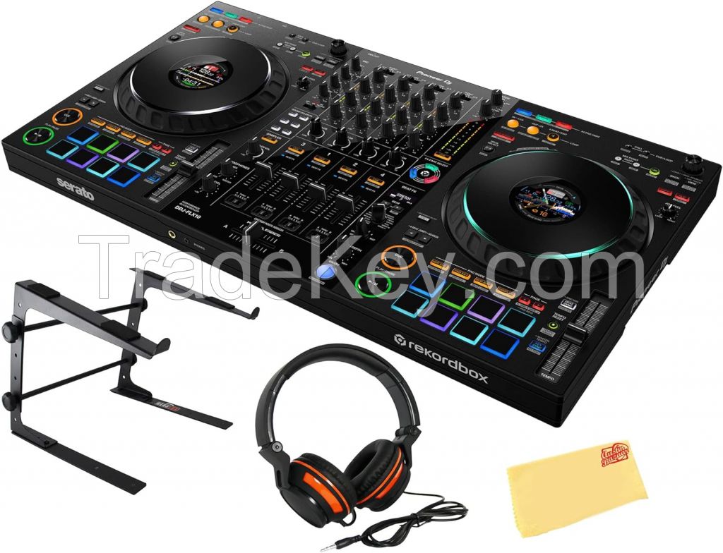 DDJ-FLX10 DJ Controller Bundle with Laptop Stand, Headphones, and Austin Bazaar Polishing Cloth