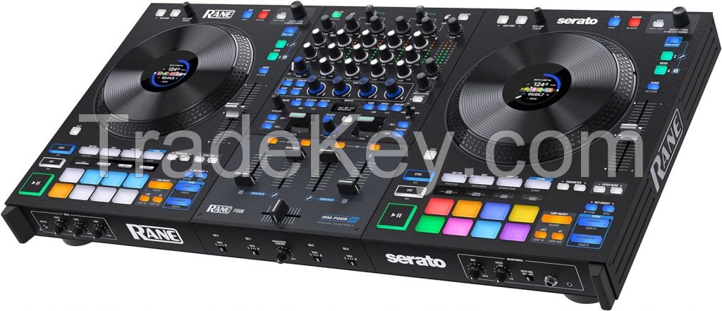 RANE FOUR Advanced 4 Channel Stems DJ Controller - 8.5" Jog Wheels with displays, DJ Mixer with Internal FX, Serato DJ Pro & Pitch      n Time DJ Included