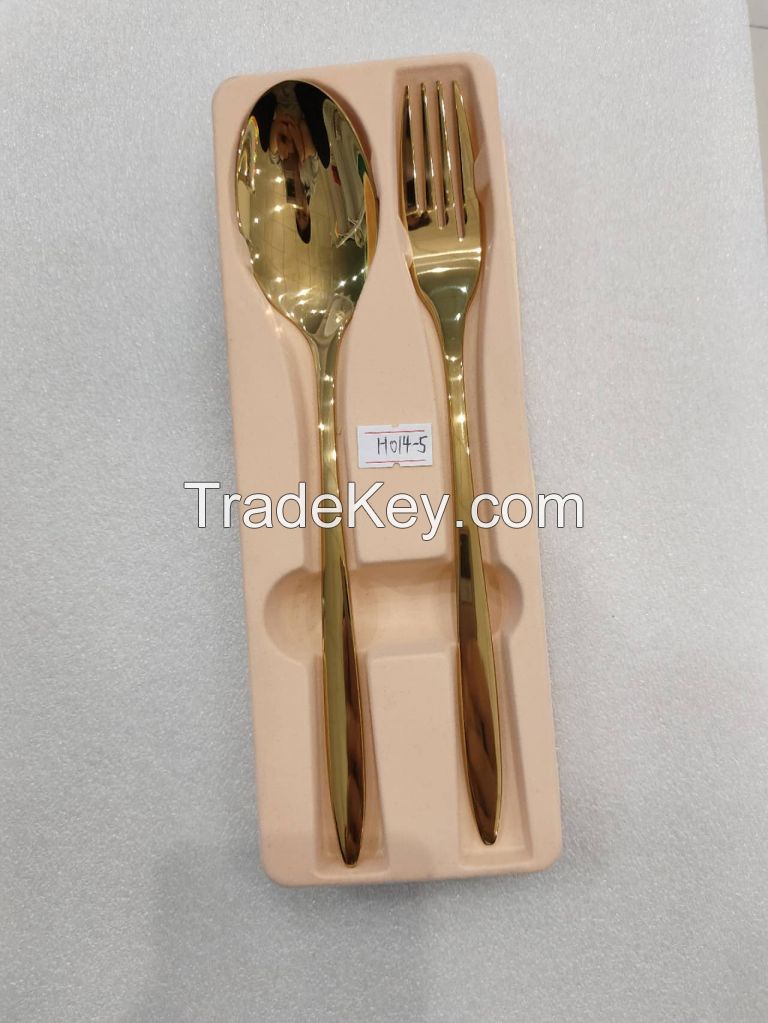 stainless steel spoon and fork