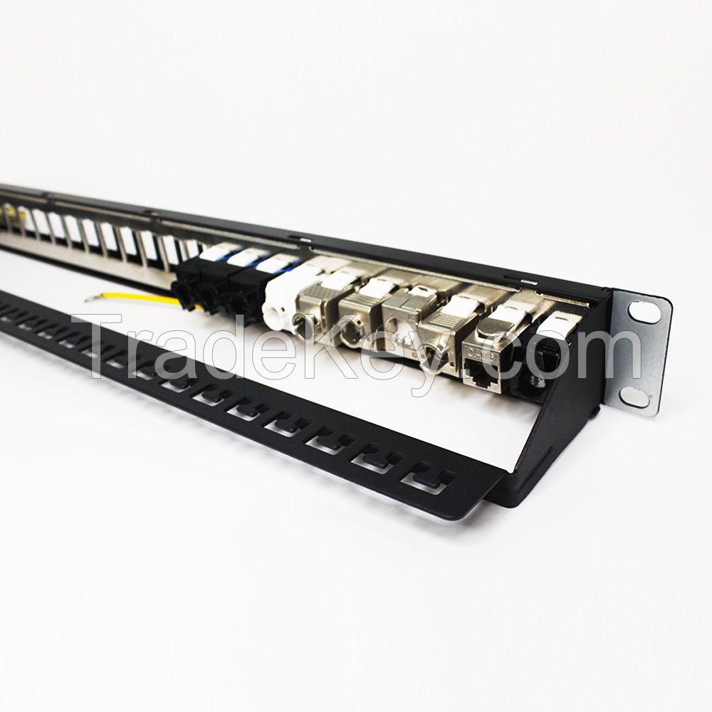 No Punch Down Blank Patch Panel Cat6, 6A Feed Through Coupler Network Patch Panel