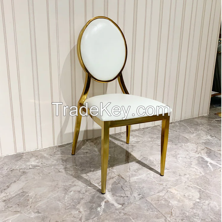 Luxury Home Restaurant Wedding Furniture Quality PU Leather Dining Chair with Gold Stainless Steel Legs