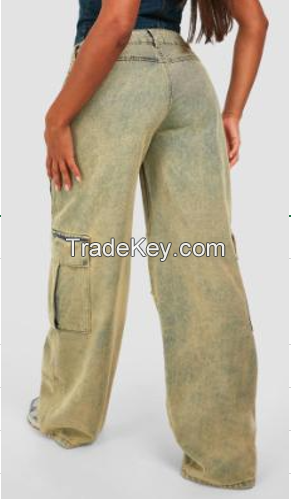 Latest Design Y2K Skinny Jeans with cargo Packets