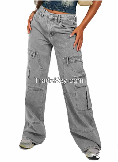 Latest Design Y2K Skinny Jeans with cargo Packets