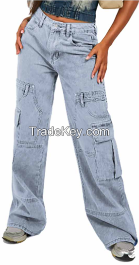 Latest Design Y2K Skinny Jeans with cargo Packets