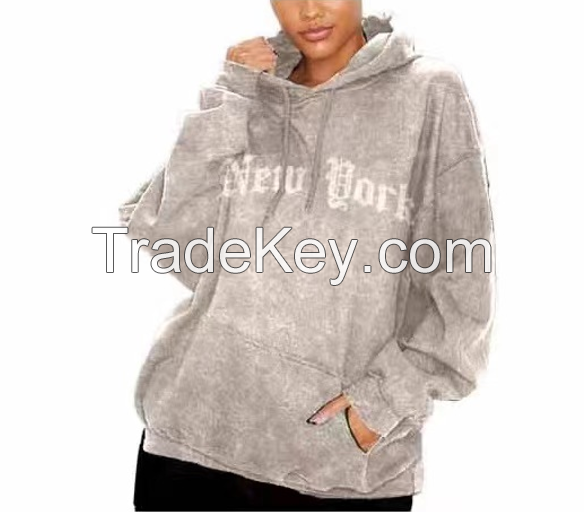 DIY Pullover Hoodie Set with Unisex Oversized Acid Wash and Jooger Pants