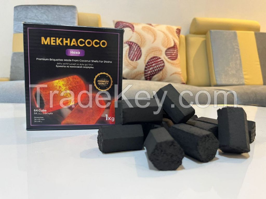 MEKHA COCO HEXA Premium Coconut Shell Charcoal Briquettes