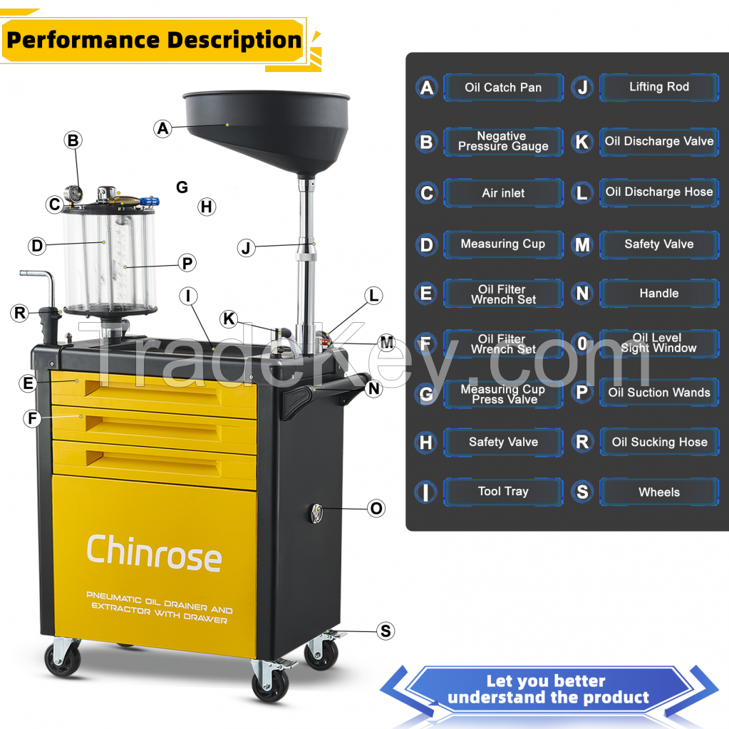 Pneumatic Waste Oil Changer Pneumatic Waste Oil Drain Collector Collect Oil machine For Car With Trolley