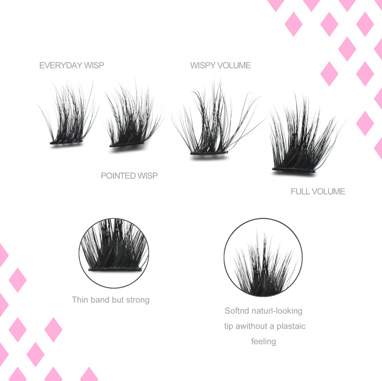 D Curl Wholesale Private Label Diy Lash Extensions Lash Bundle Packaging Natural Ribbons Segment Lashes