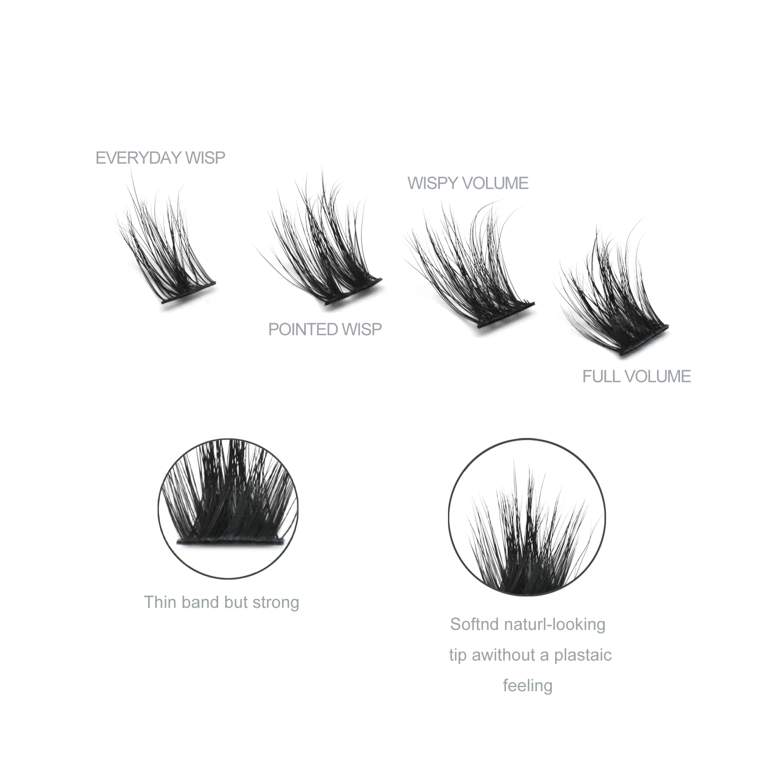 Press On Diy Cluster Lashes No Glue Needed Wispy Lash Clusters Pre Glued Reusable Glueless Eyelash extensions