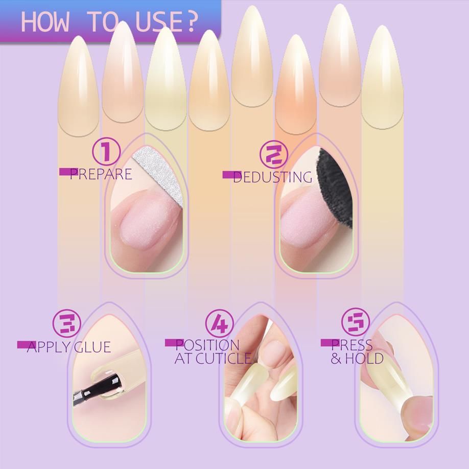 Pre-glued 24pcs ombre nail tips wholesale factory direct supply