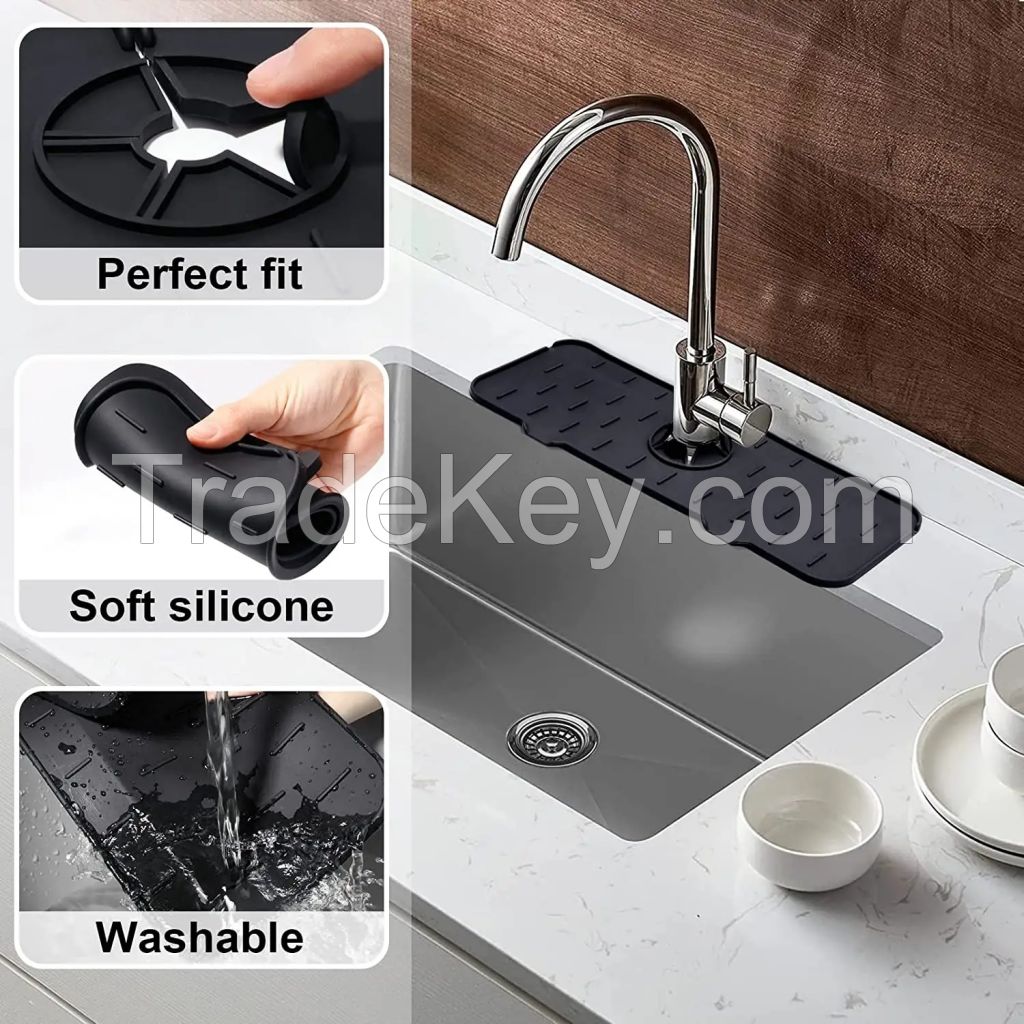 Sink Faucet Silicone Mat Absorbable Draining Water Catcher For Kitchen Sink Splash Guard